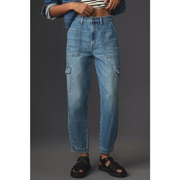 PISTOLA Josephine High-Rise Tapered Cargo Jeans Paradigm Mid Wash Women's 26 - Picture 2 of 15